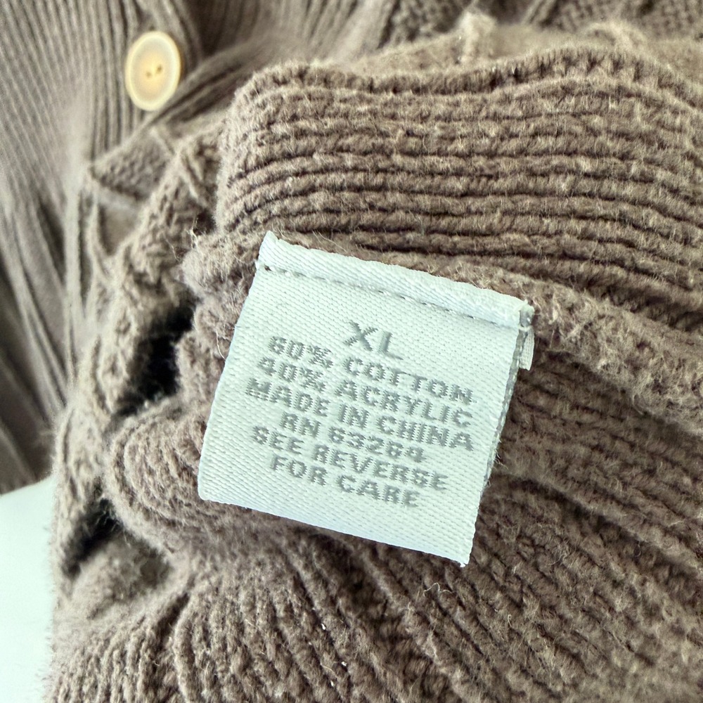 Brown Ribbed Knit Peplum Cardigan Shawl Collar Boho Earthy Goblincore XL - Picture 4 of 7